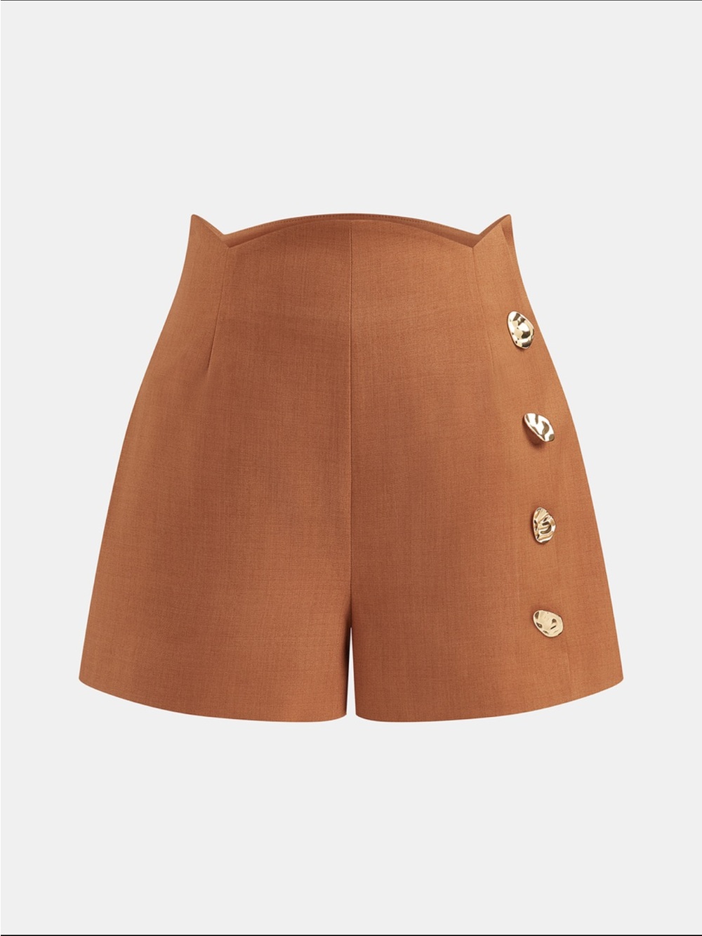 Commence Rust Mid Waist  Button-Front Women's Shorts